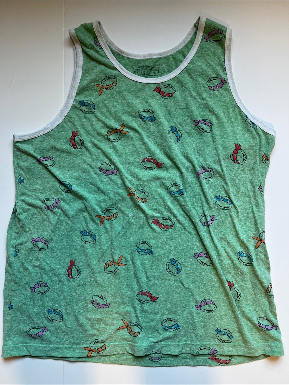 Vintage TMNT Green Turtle Print Tank Top unisex XL cotton blend